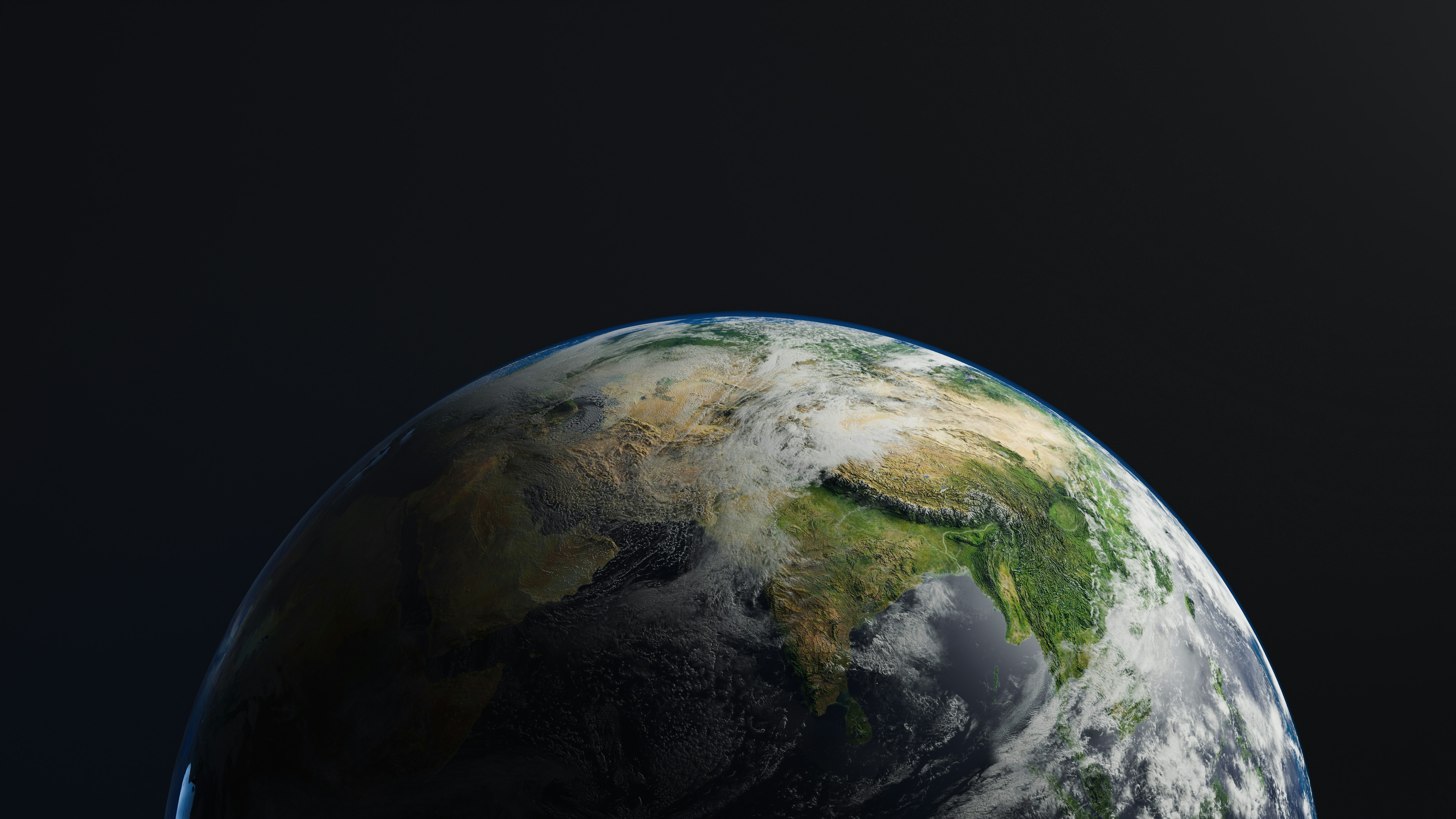 Earth from space showing continents and atmosphere